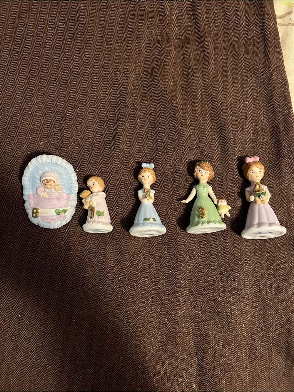 VTG. Enesco Growing Up Girls Figurines Baby,1,2,3,4 Lot of 5